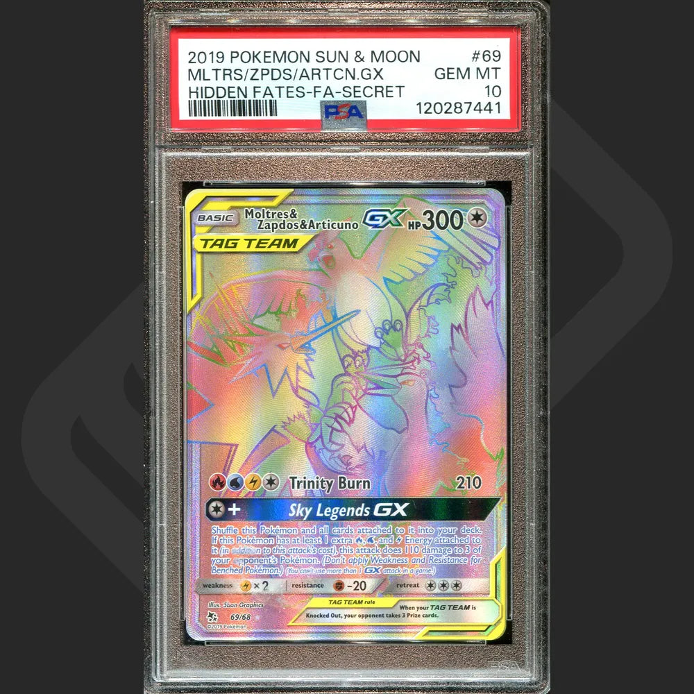 Pokemon - Hidden Fates (2019) - Moltres & Zapdos & Articuno - 69/68 - PSA - Grade 10