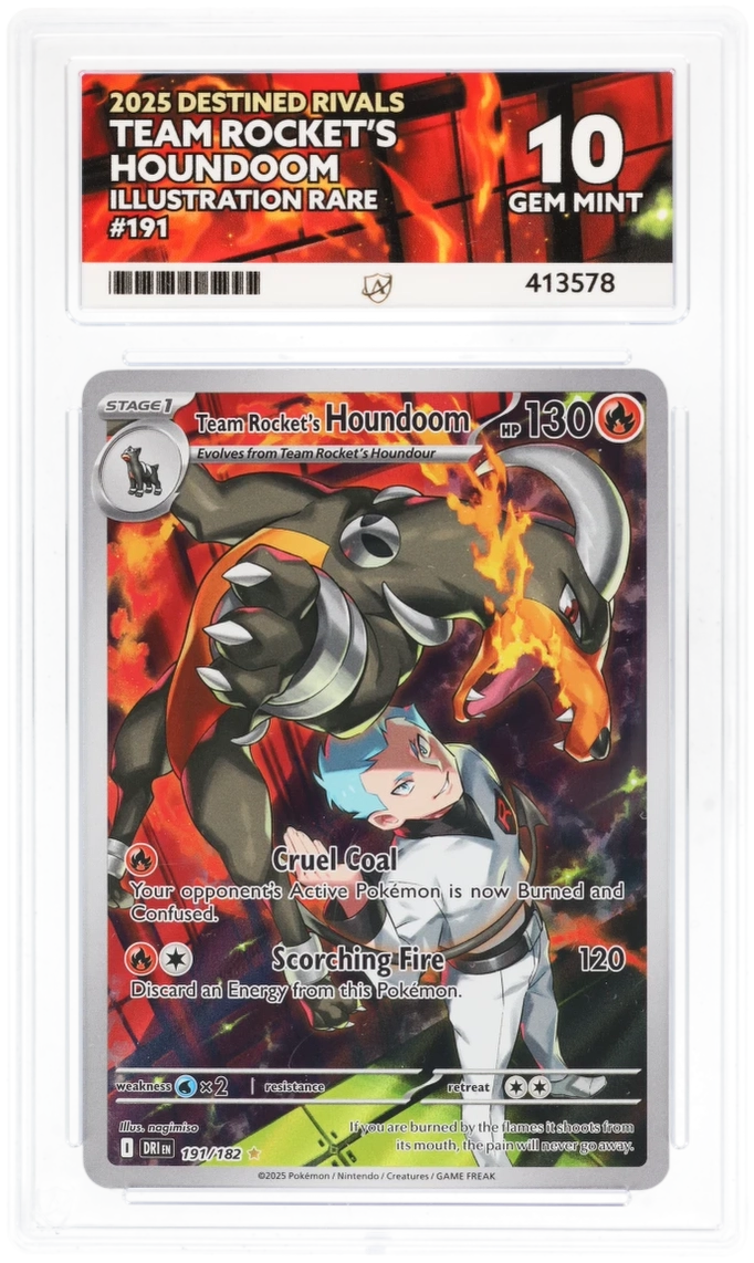 Pokemon - Destined Rivals (2025) - Team Rocket's Houndoom - 191/182 - Ace Grading - Grade 10