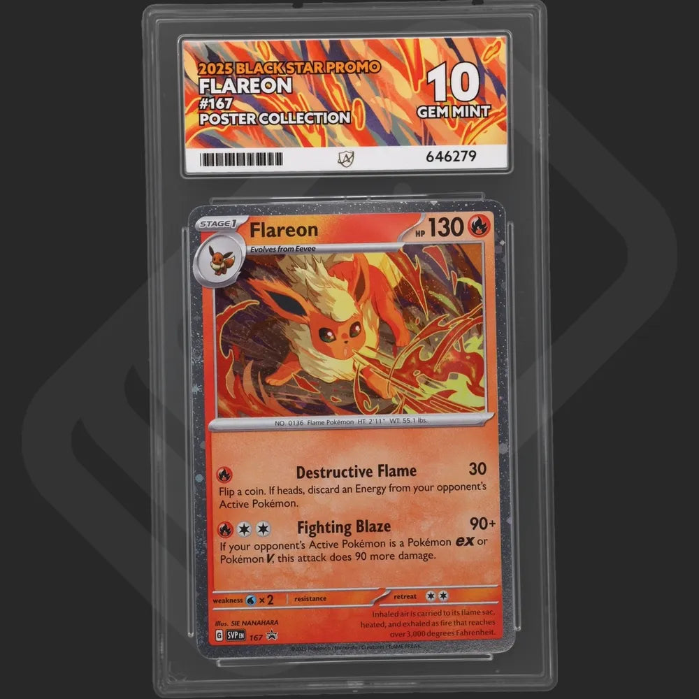 Pokemon - Black Star Promo - Flareon - 167 - Poster Collection - Ace Grading - Grade 10