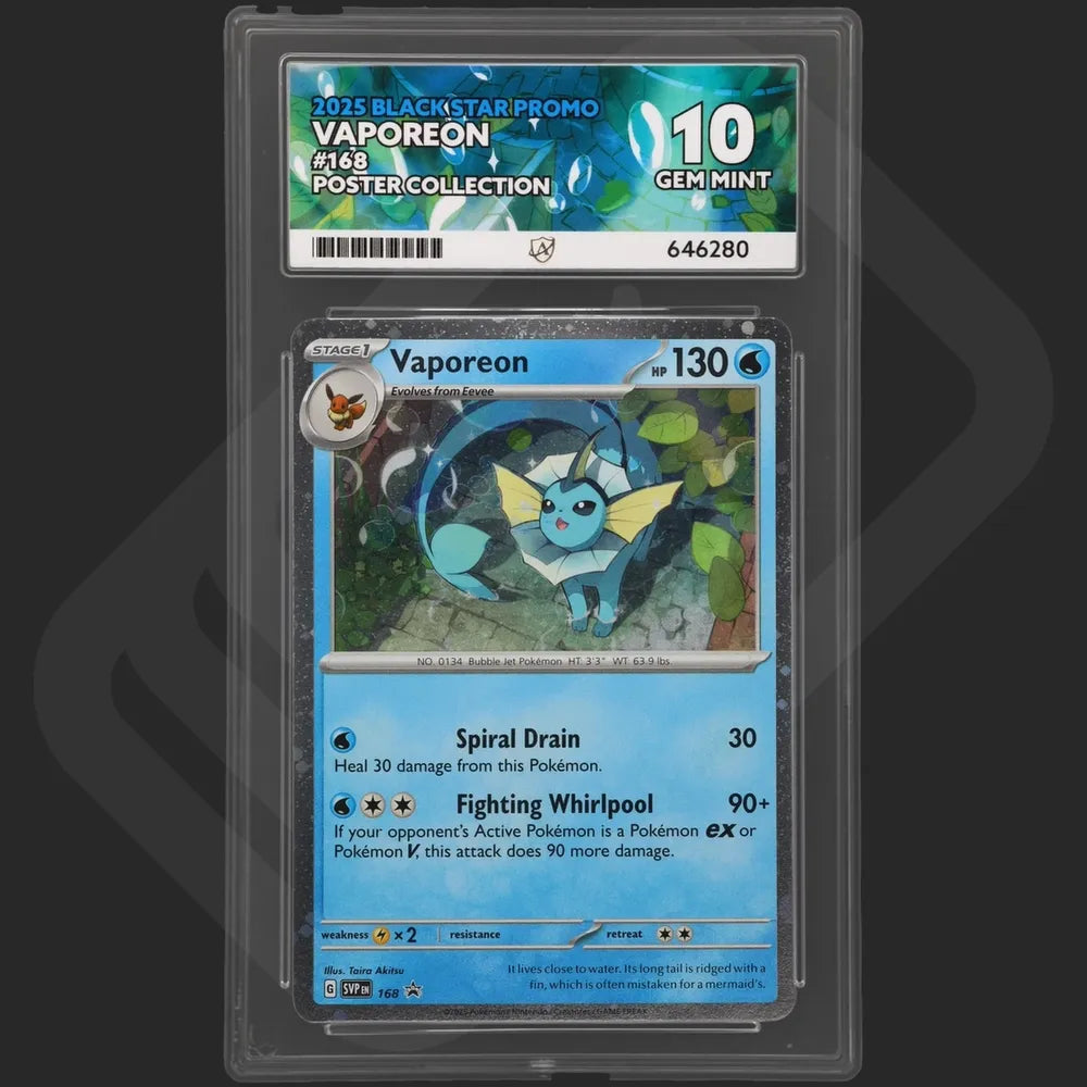 Pokemon - Black Star Promo - Vaporeon - 168 - Poster Collection - Ace Grading - Grade 10