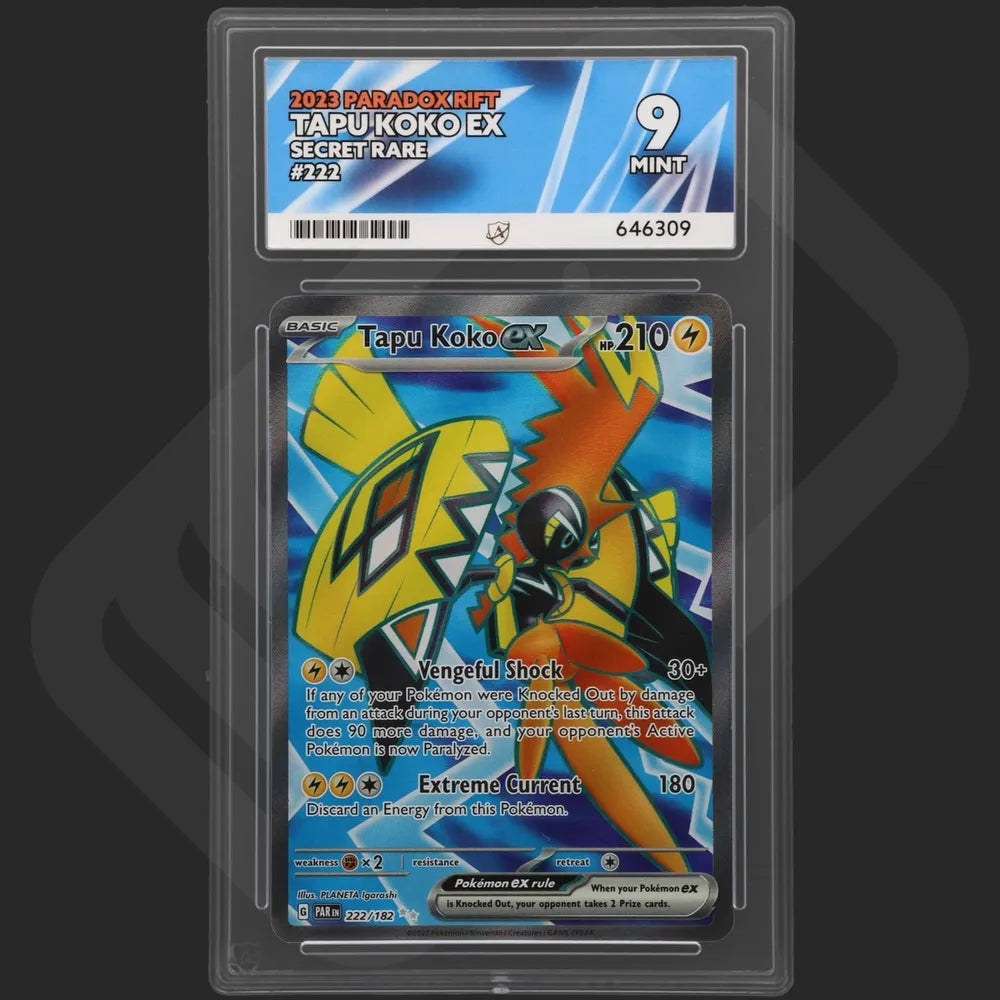 Pokemon - Paradox Rift - Tapu Koko ex - 222/182 - Ace Grading - Grade 9