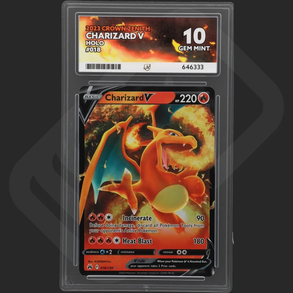 Pokemon - Crown Zenith - Charizard V - 018/159 - Ace Grading - Grade 10