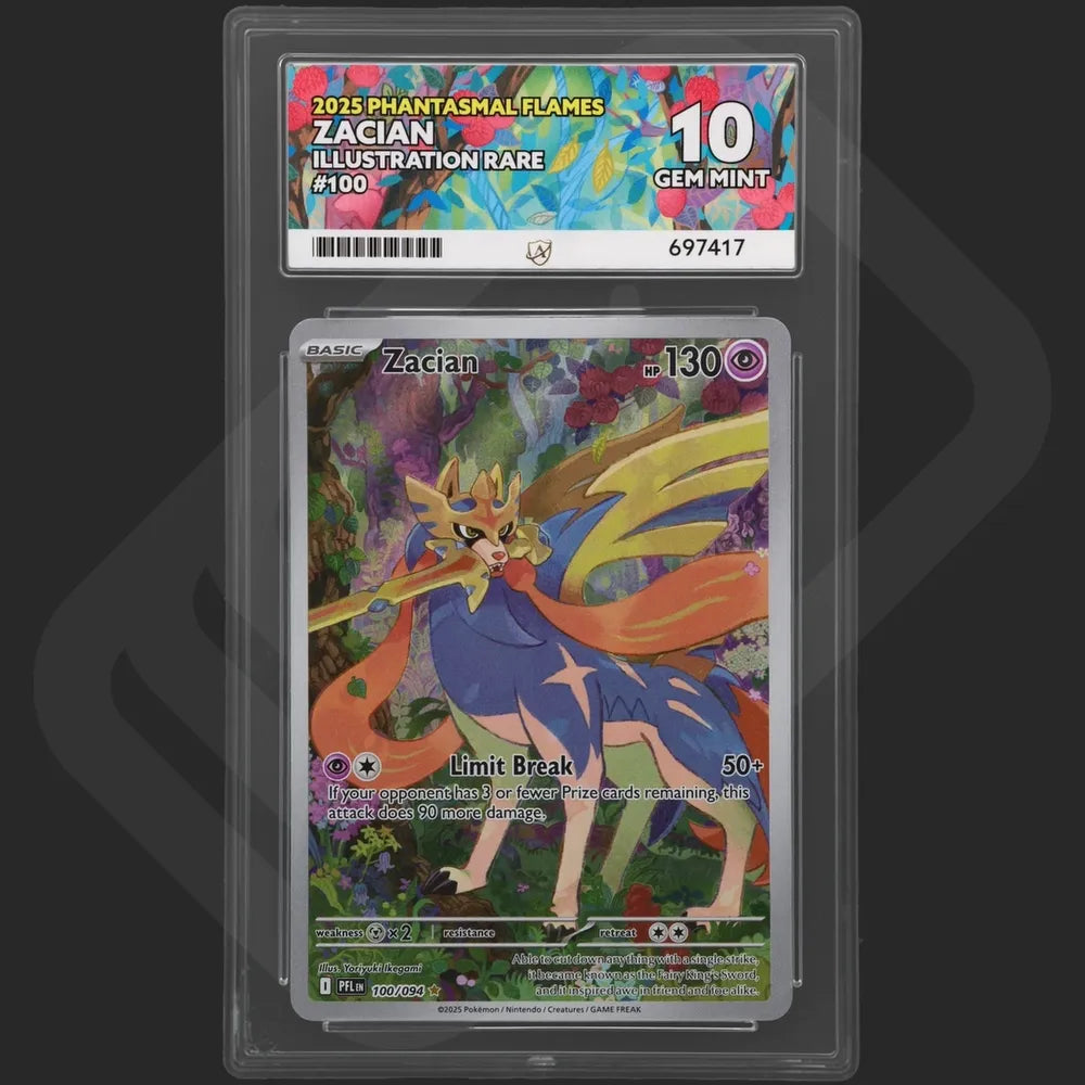 Pokemon - Phantasmal Flames - Zacian - 100/094 - Ace Grading - Grade 10