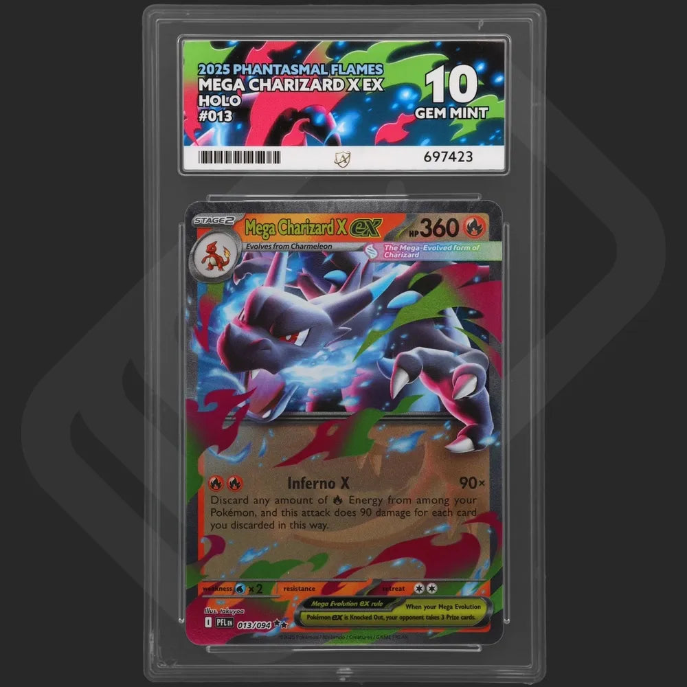 Pokemon - Phantasmal Flames - Mega Charizard X ex - 013/094 - Ace Grading - Grade 10