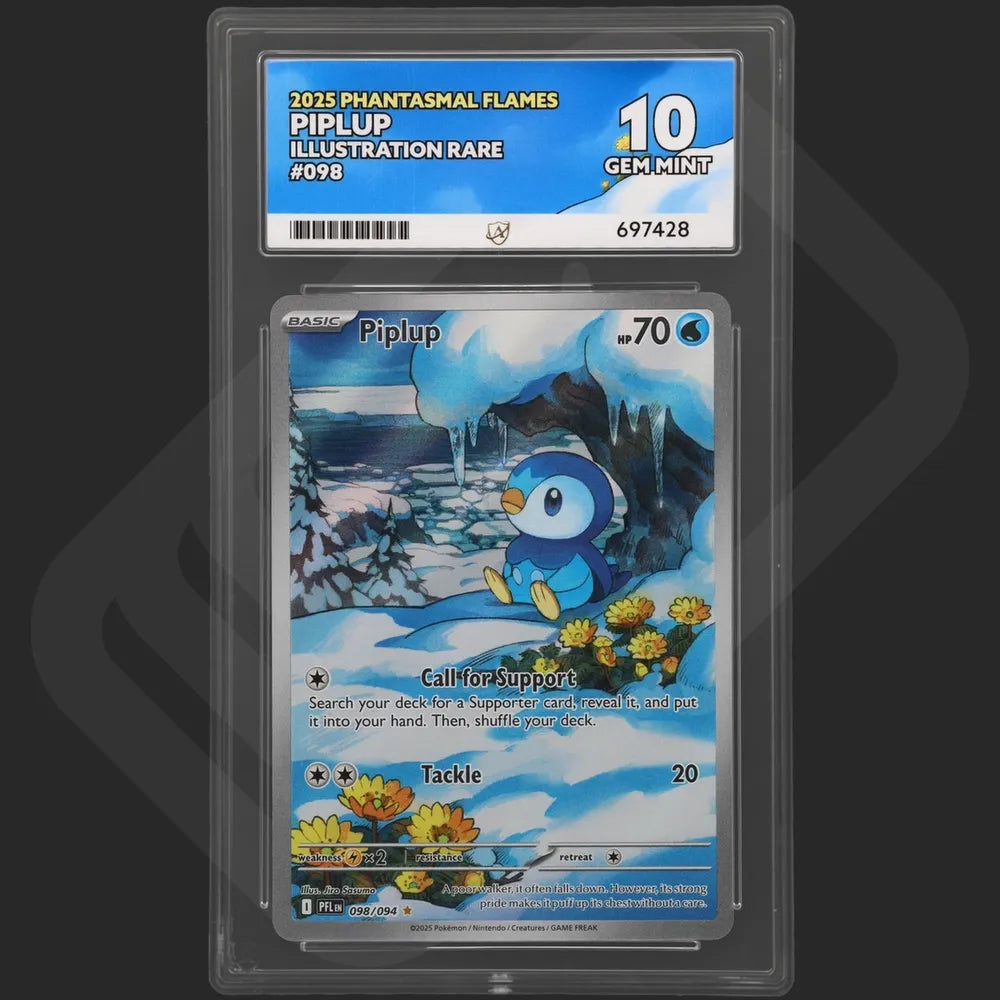 Pokemon - Phantasmal Flames - Piplup - 098/094 - Ace Grading - Grade 10