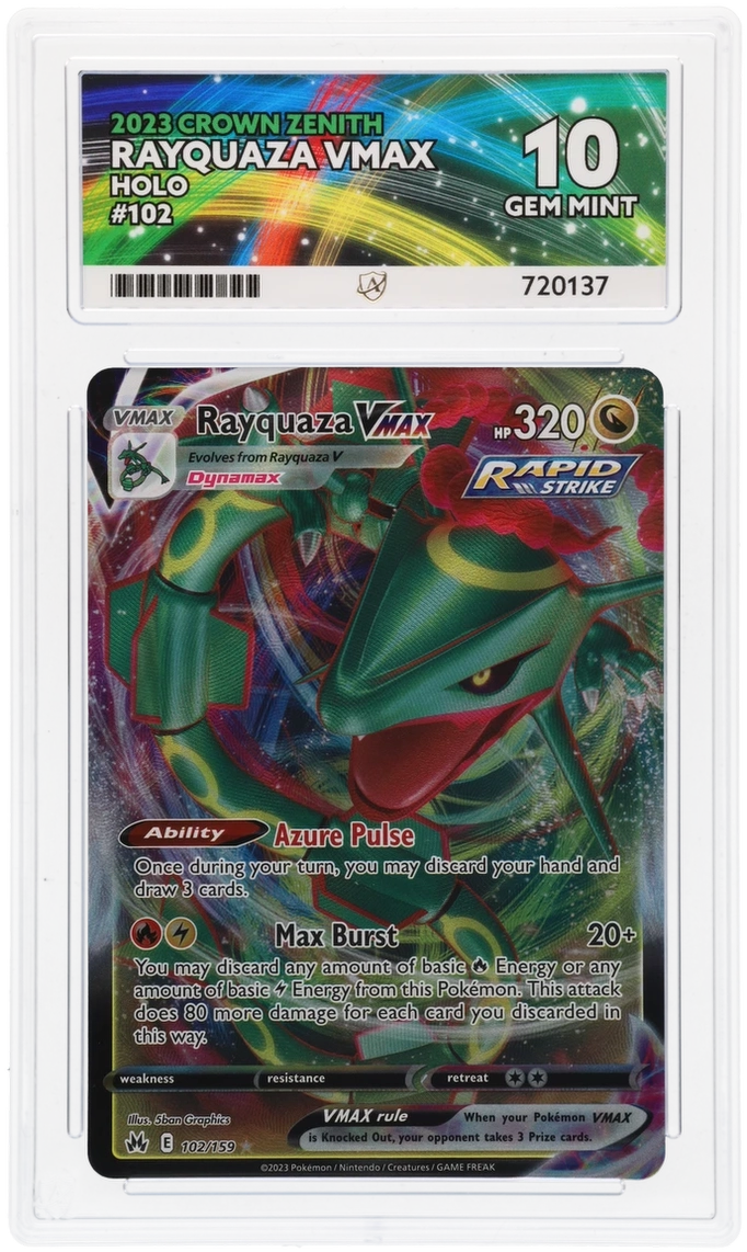 Pokemon - Crown Zenith - Rayquaza VMAX - 102/159 - Ace Grading - Grade 10