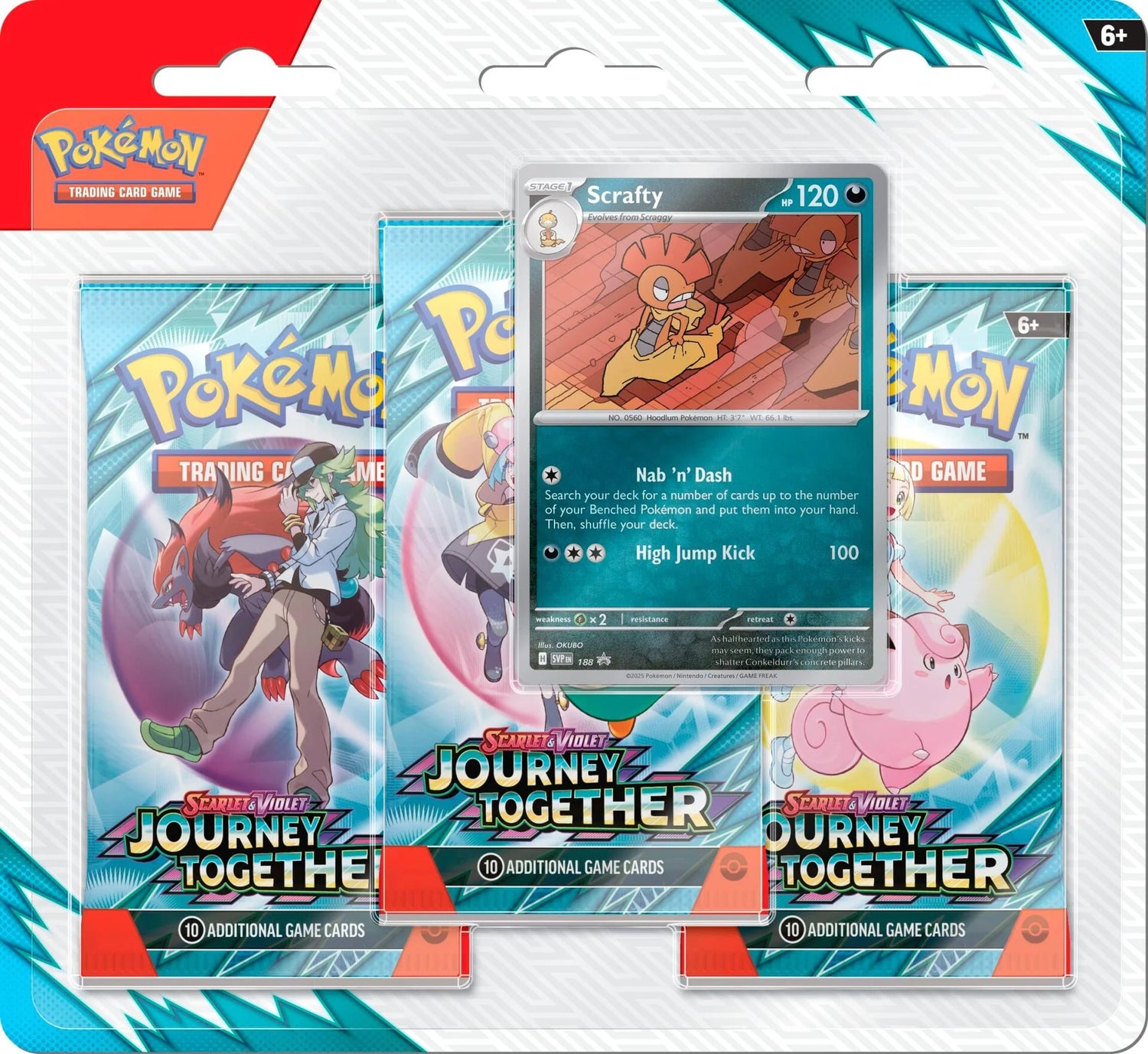 Pokemon TCG: Journey Together - 3 Pack Blister - Scrafty