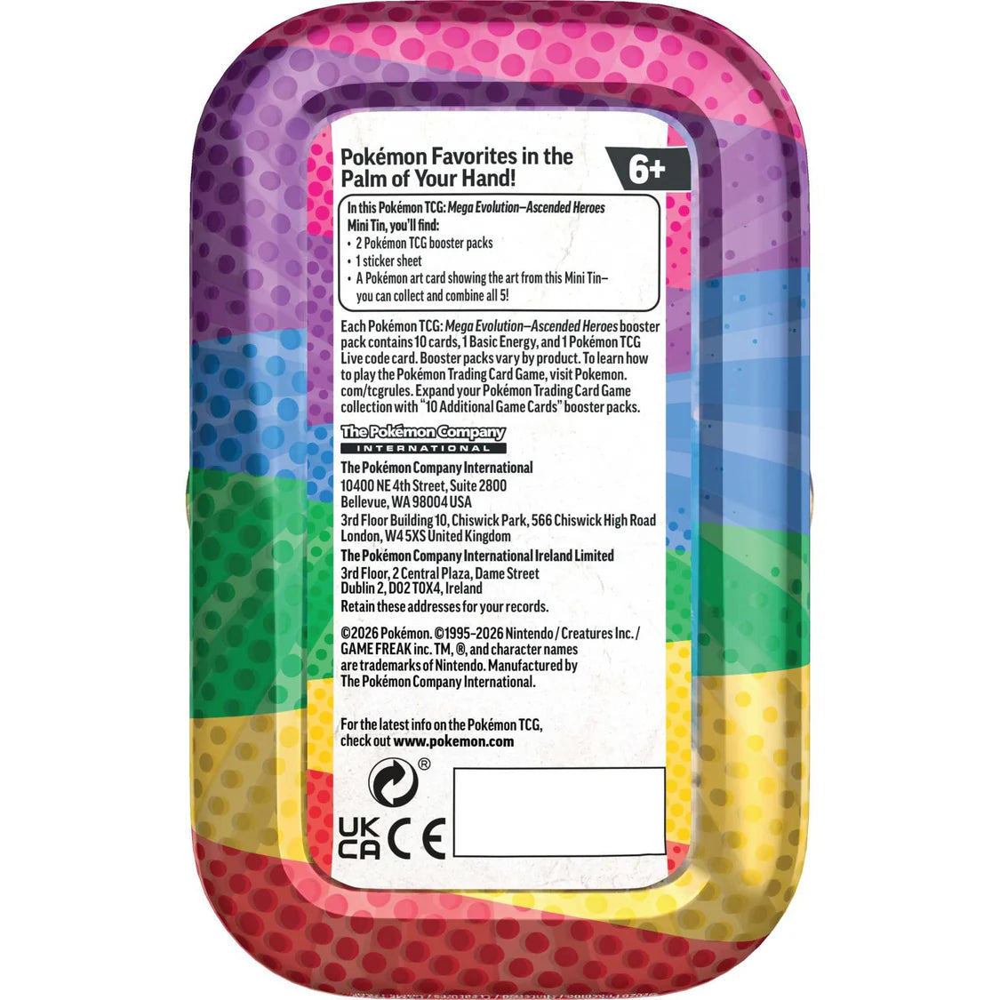 Pokemon TCG: Ascended Heroes - Mini Tin Case - 10 Tins