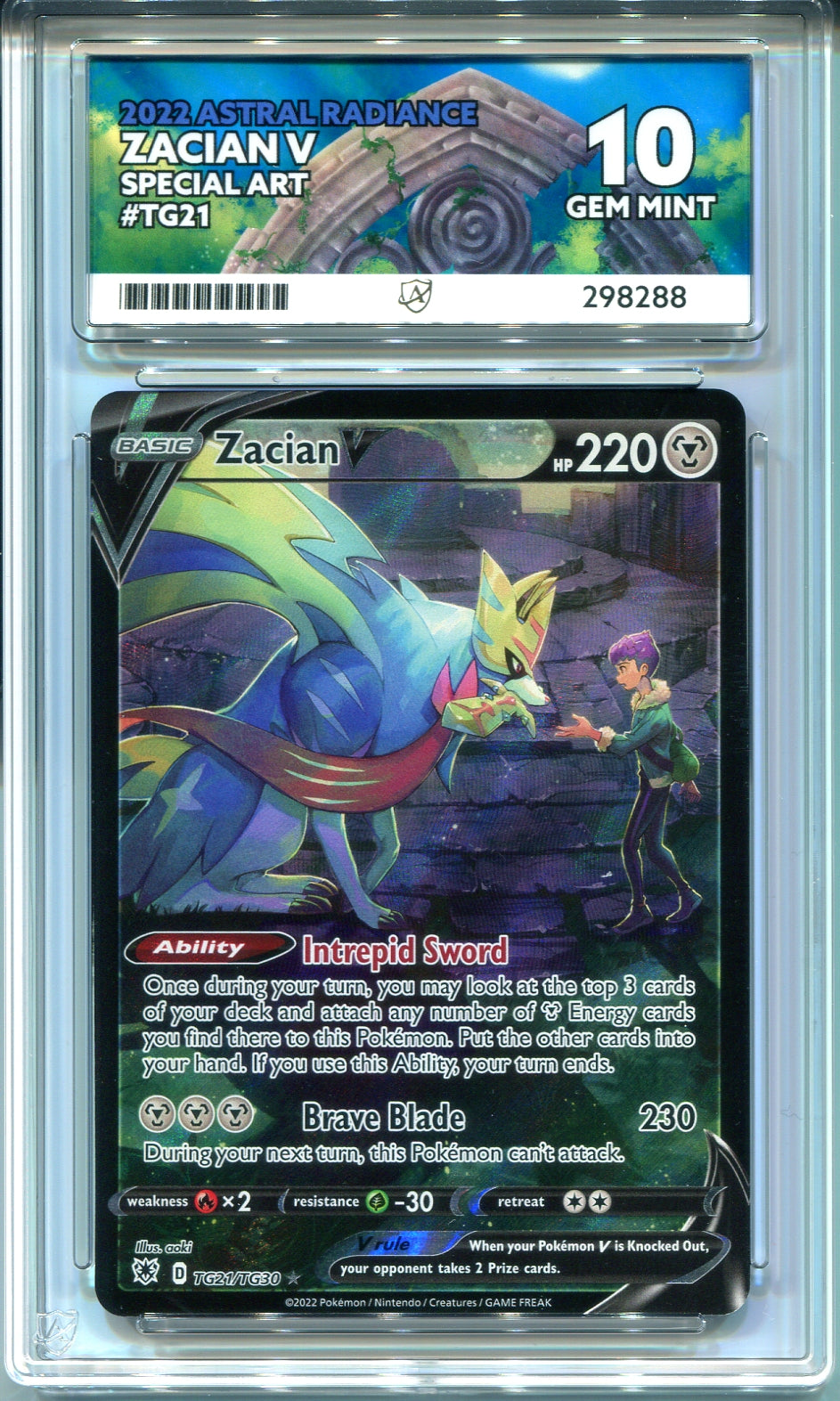 Pokemon - Astral Radiance - Zacian V - TG21/TG30 - Ace Grading - Grade 10 Gem Mint