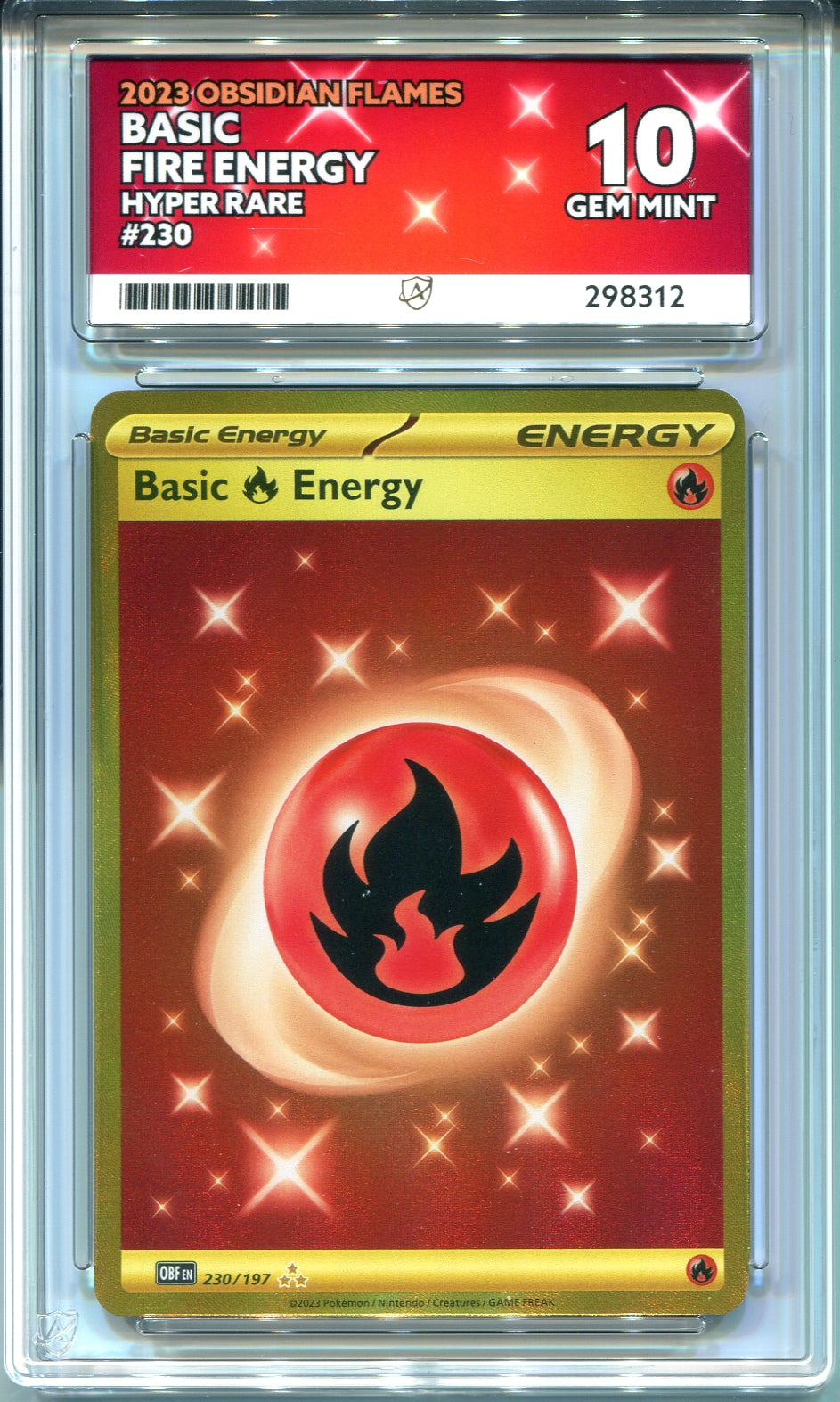 Pokemon - Obsidian Flames - Basic Fire Energy - 230/197 - Ace Grading - Grade 10 Gem Mint