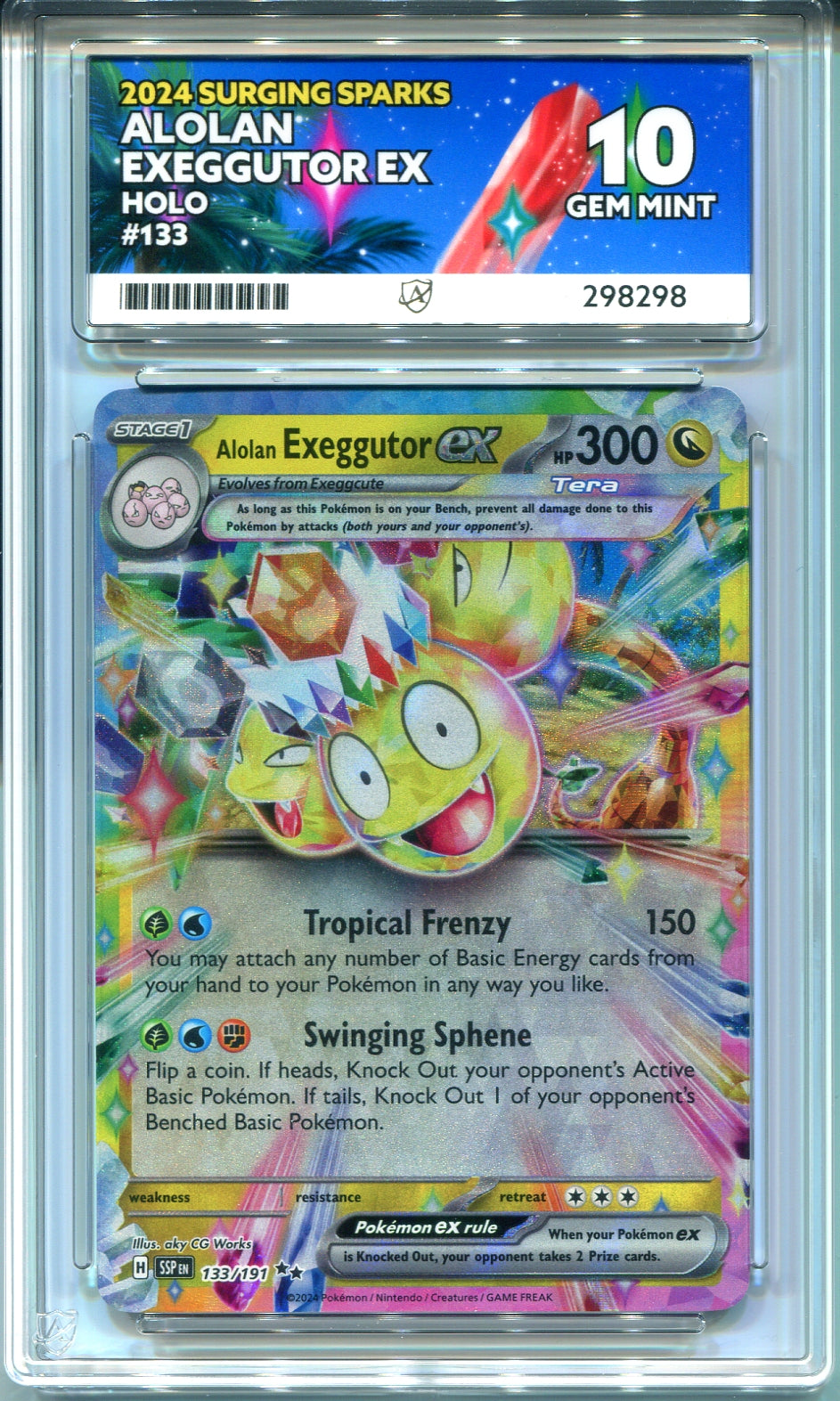 Pokemon - Surging Sparks - Alolan Exeggutor ex - 133/191 - Ace Grading - Grade 10 Gem Mint