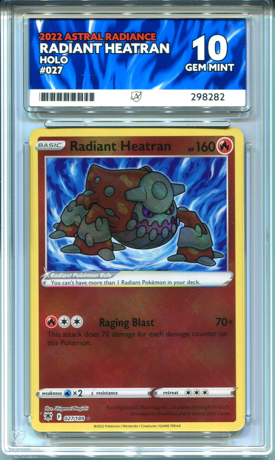 Pokemon - Astral Radiance - Radiant Heatran - 027/189 - Ace Grading - Grade 10 Gem Mint