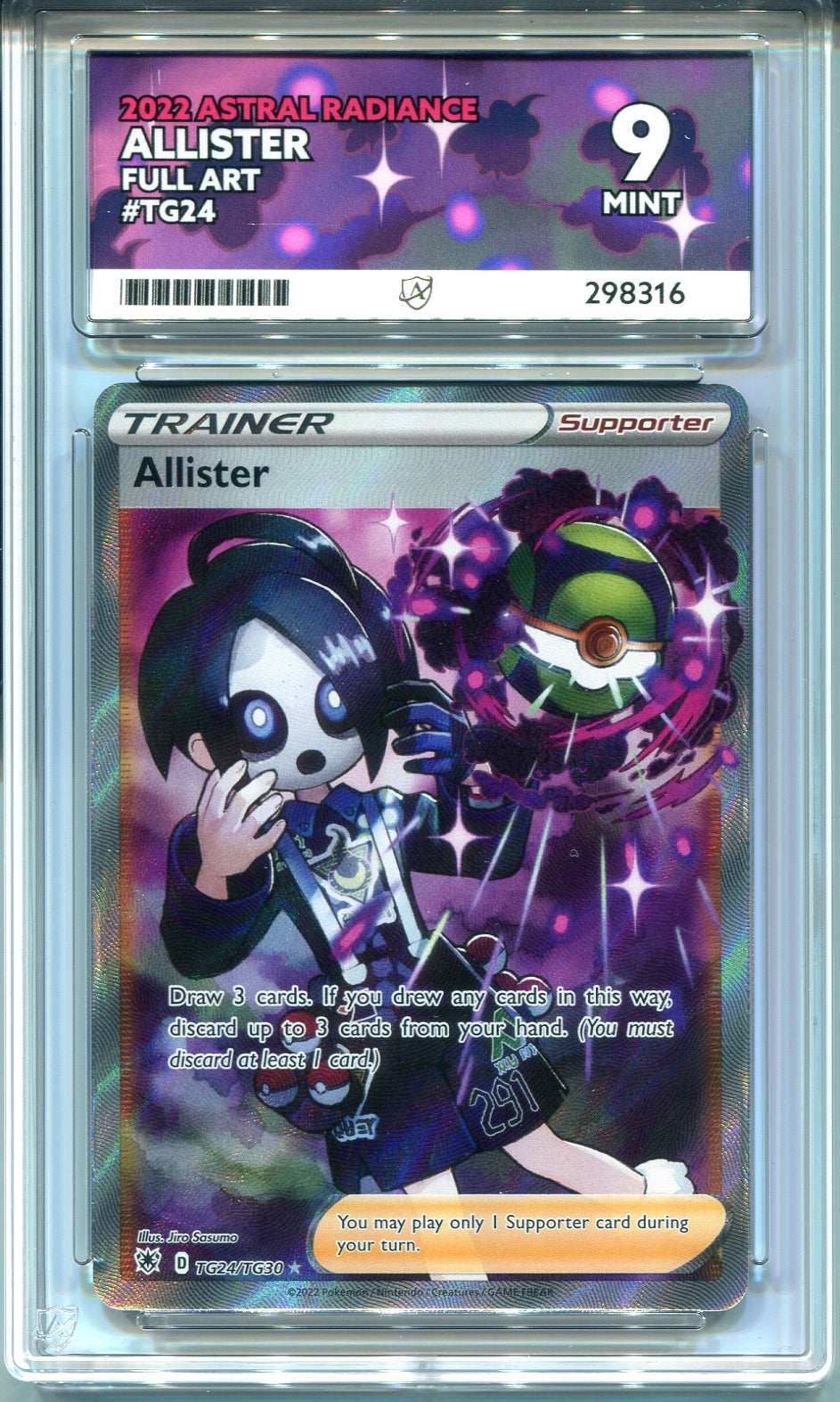 Pokemon - Astral Radiance - Allister - TG24/TG30 - Ace Grading - Grade 9 Mint