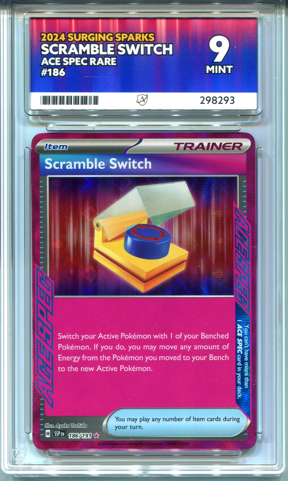 Pokemon - Surging Sparks - Scramble Switch - 186/191 - Ace Grading - Grade 9 Mint