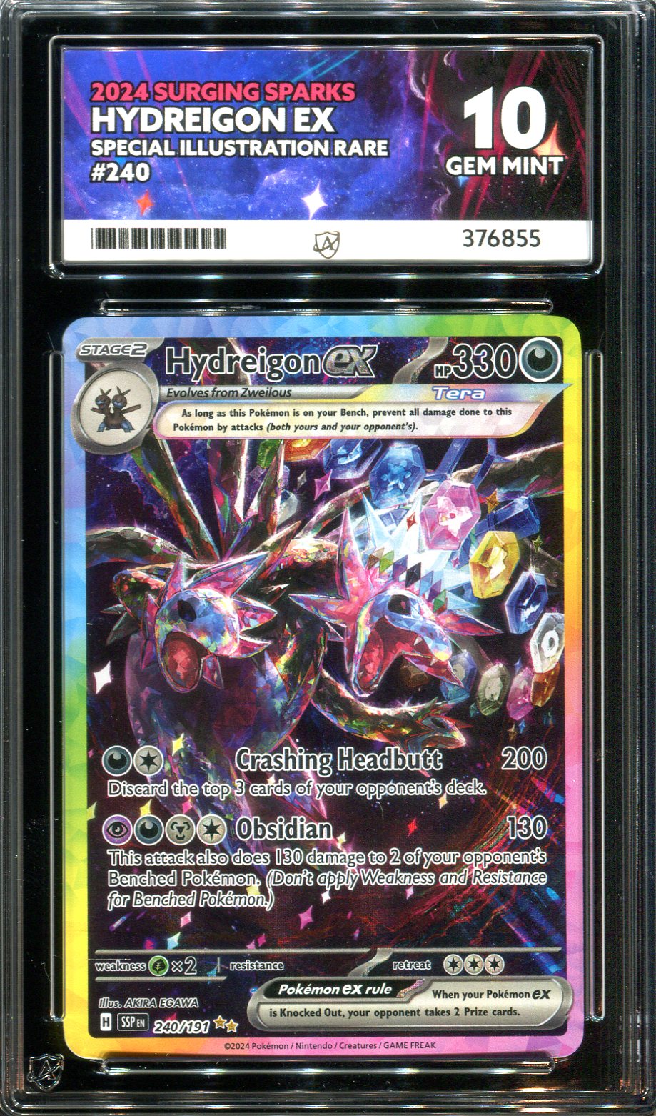 Pokemon - Surging Sparks - Hydreigon ex - 240/191 - Ace Grading - Grade 10 Mint