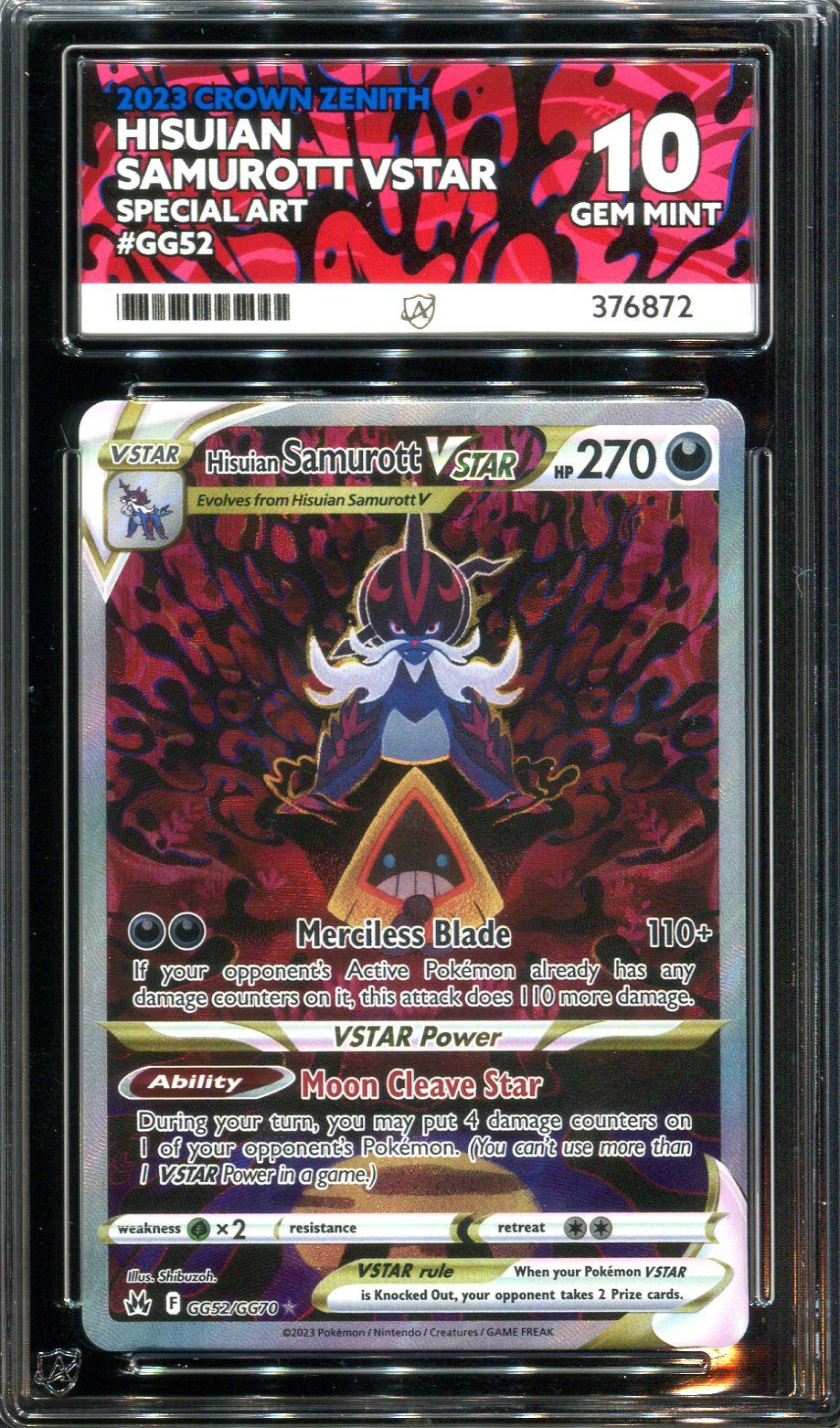Pokemon - Crown Zenith - Hisuian Samurott VSTAR - GG52/GG70 - Ace Grading - Grade 10 Mint