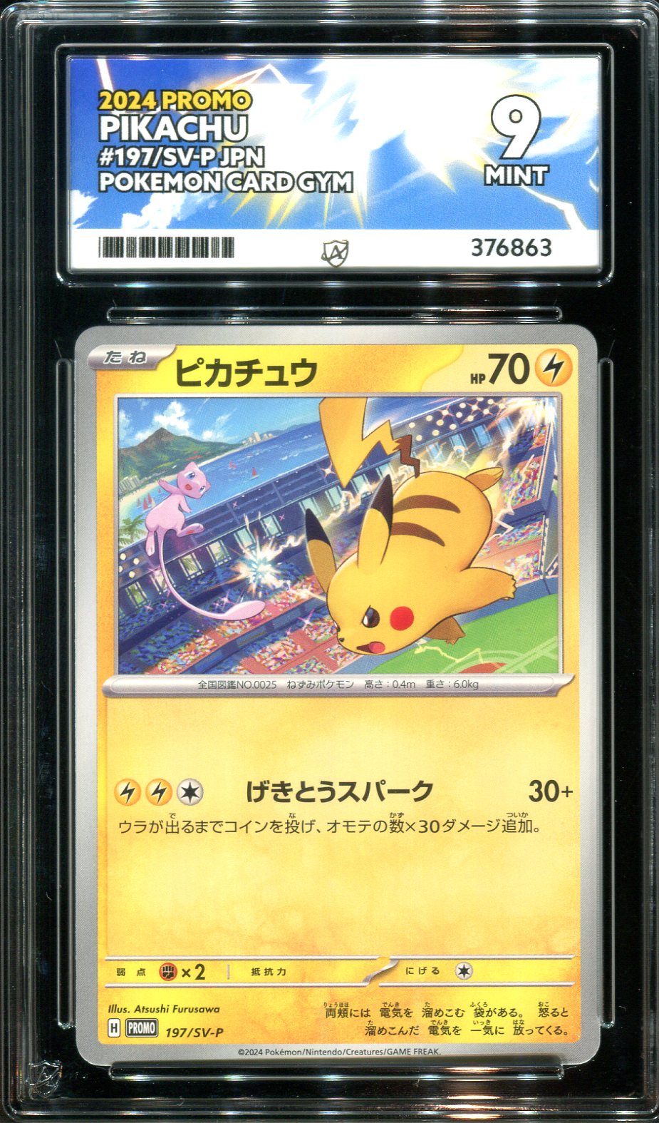 Pokemon - Japanese Gym Card Promo - Pikachu - 197/SV-P - Ace Grading - Grade 9 Mint