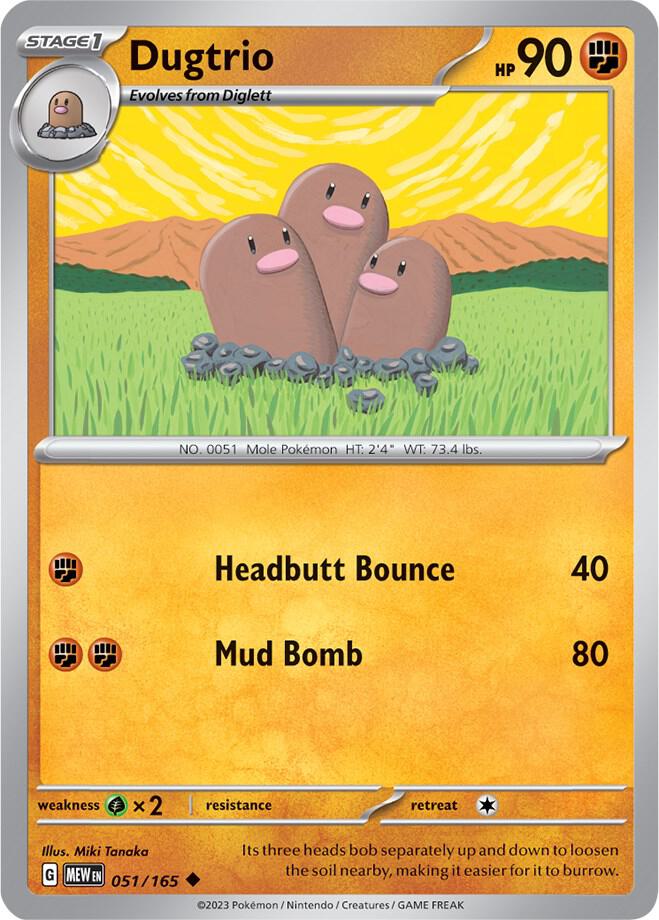 Pokemon - 151 - Dugtrio - 051/165 - Reverse Holofoil