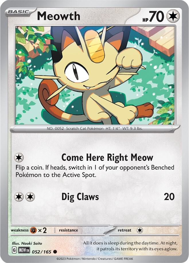 Pokemon - 151 - Meowth - 052/165 - Reverse Holofoil