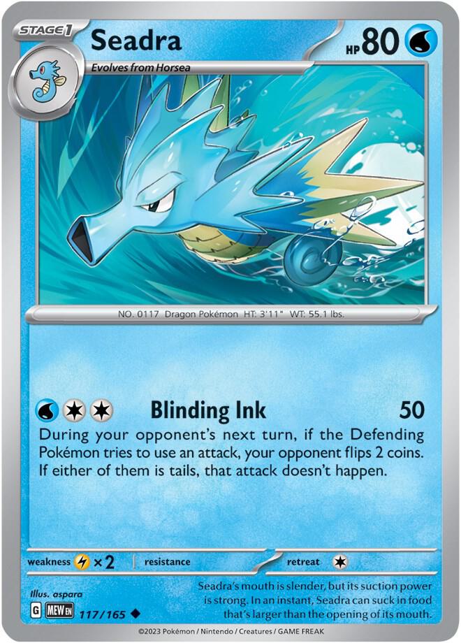 Pokemon - 151 - Seadra - 117/165 - Reverse Holofoil