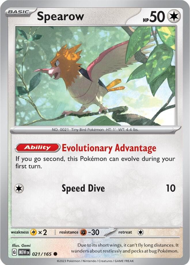 Pokemon - 151 - Spearow - 021/165 - Reverse Holofoil