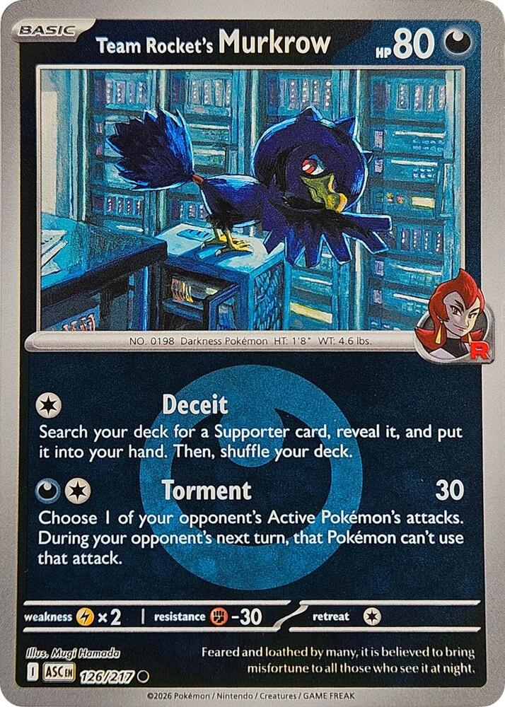 Pokemon - Ascended Heroes - Team Rocket's Murkrow - 126/217 - Energy Symbol Pattern