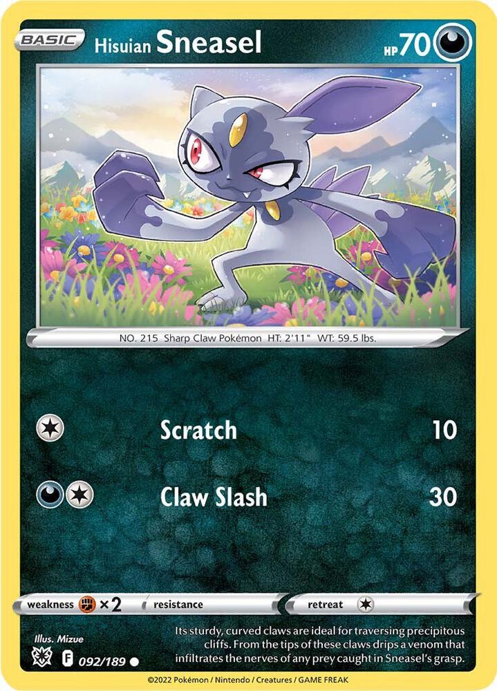 Pokemon - Astral Radiance - Hisuian Sneasel - 092/189 - Reverse Holofoil