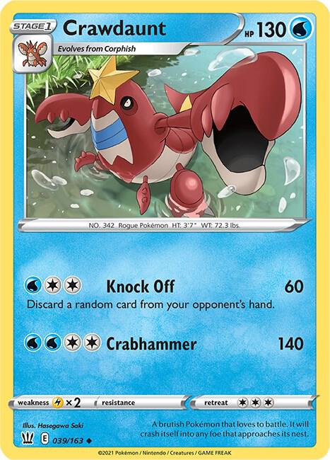 Pokemon - Battle Styles - Crawdaunt - 039/163 - Reverse Holofoil