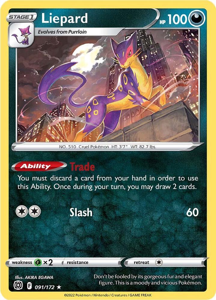 Pokemon - Brilliant Stars - Liepard - 091/172 - Reverse Holofoil