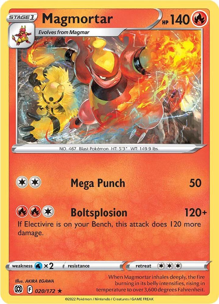 Pokemon - Brilliant Stars - Magmortar - 020/172 - Reverse Holofoil