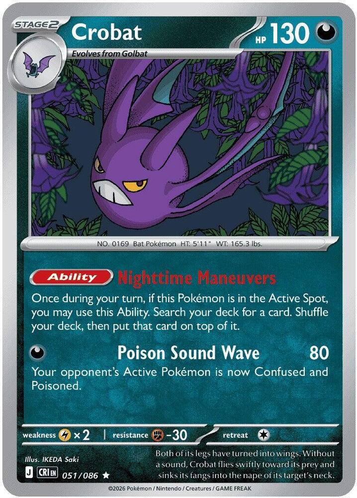 Crobat 051/086 Holofoil — Chaos Rising Pokémon card