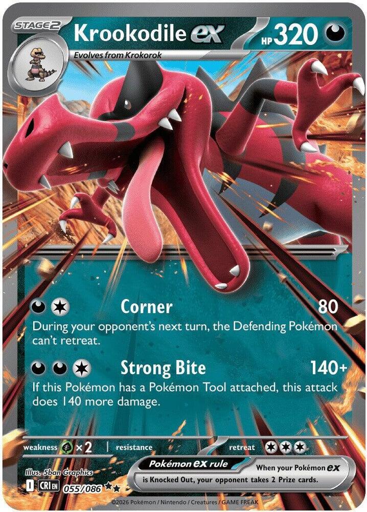 Pokemon - Chaos Rising - Krookodile ex - 055/086 - Holofoil