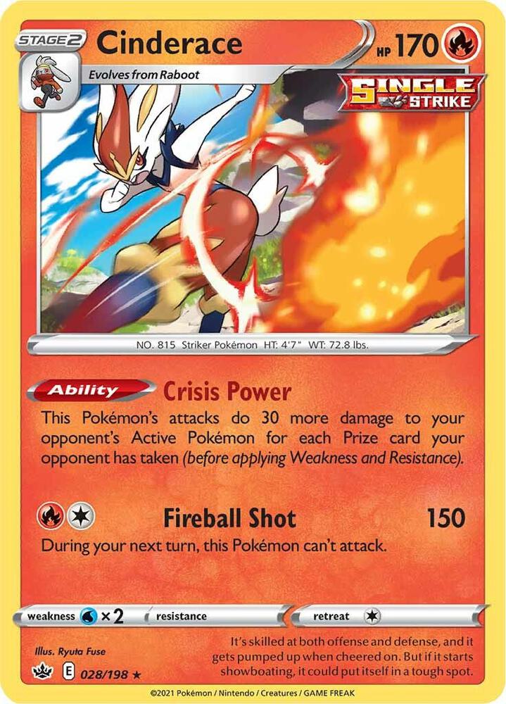 Pokemon - Chilling Reign - Cinderace - 028/198 - Reverse Holofoil