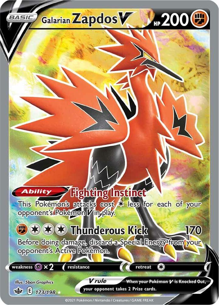 Pokemon - Chilling Reign - Galarian Zapdos V - 173/198 - Holofoil