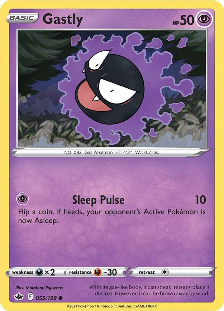 Pokemon - Chilling Reign - Gastly - 055/198 - Reverse Holofoil