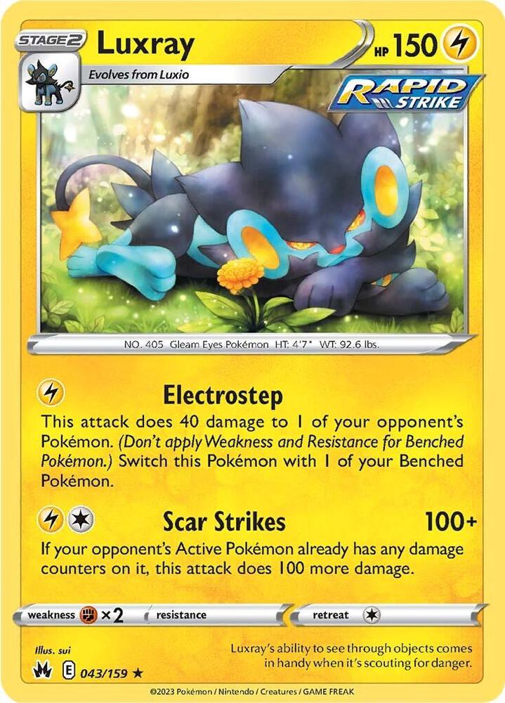 Pokemon - Crown Zenith - Luxray - 043/159 - Reverse Holofoil