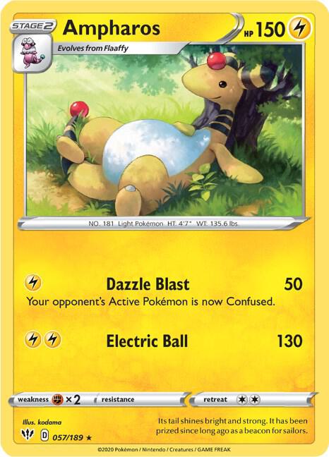 Pokemon - Darkness Ablaze - Ampharos - 057/189 - Reverse Holofoil