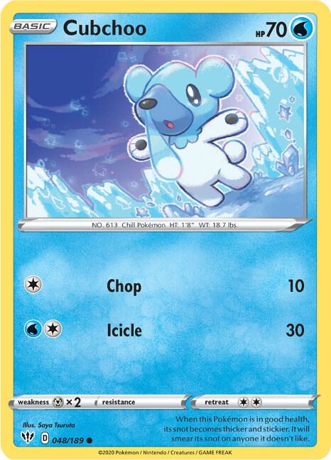 Pokemon - Darkness Ablaze - Cubchoo - 048/189 - Reverse Holofoil