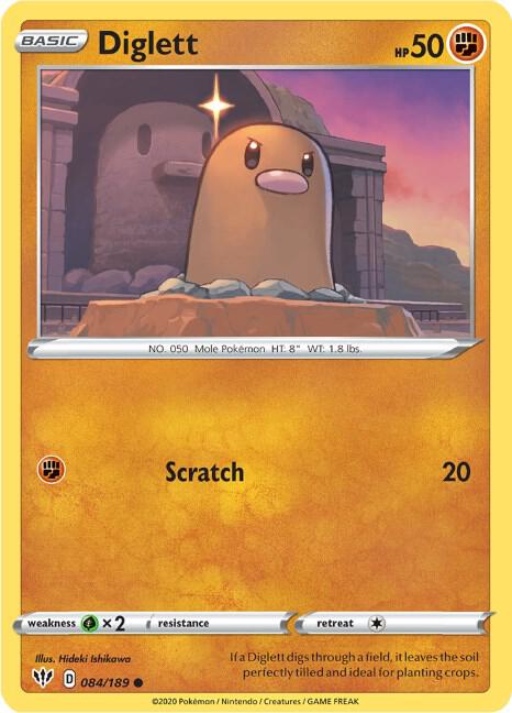 Pokemon - Darkness Ablaze - Diglett - 084/189 - Reverse Holofoil