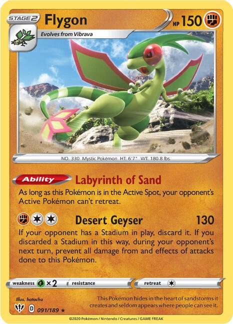 Pokemon - Darkness Ablaze - Flygon - 091/189 - Reverse Holofoil