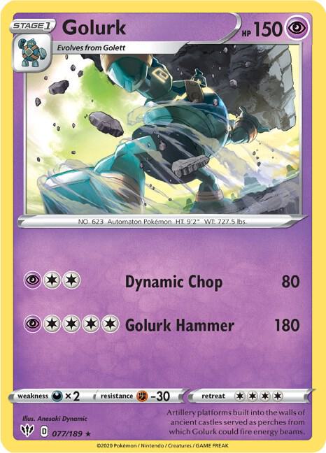 Pokemon - Darkness Ablaze - Golurk - 077/189 - Reverse Holofoil