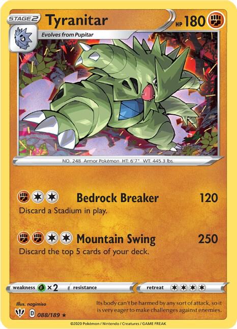 Pokemon - Darkness Ablaze - Tyranitar - 088/189 - Reverse Holofoil