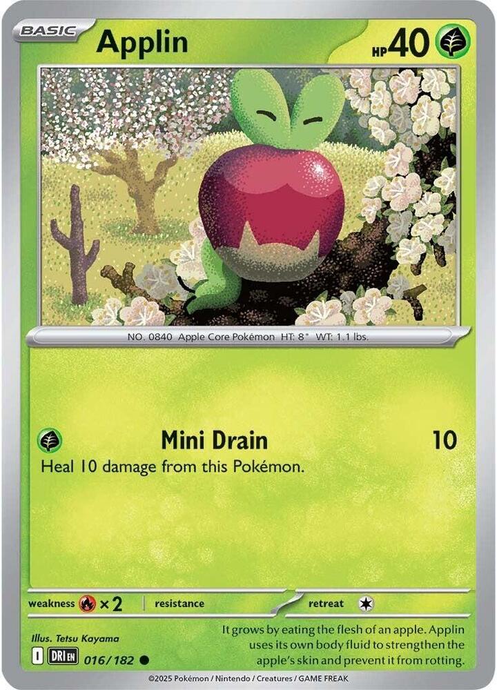 Pokemon - Destined Rivals - Applin - 016/182 - Reverse Holofoil