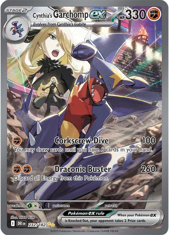 Pokemon - Destined Rivals - Cynthia's Garchomp ex - 232/182 - Holofoil
