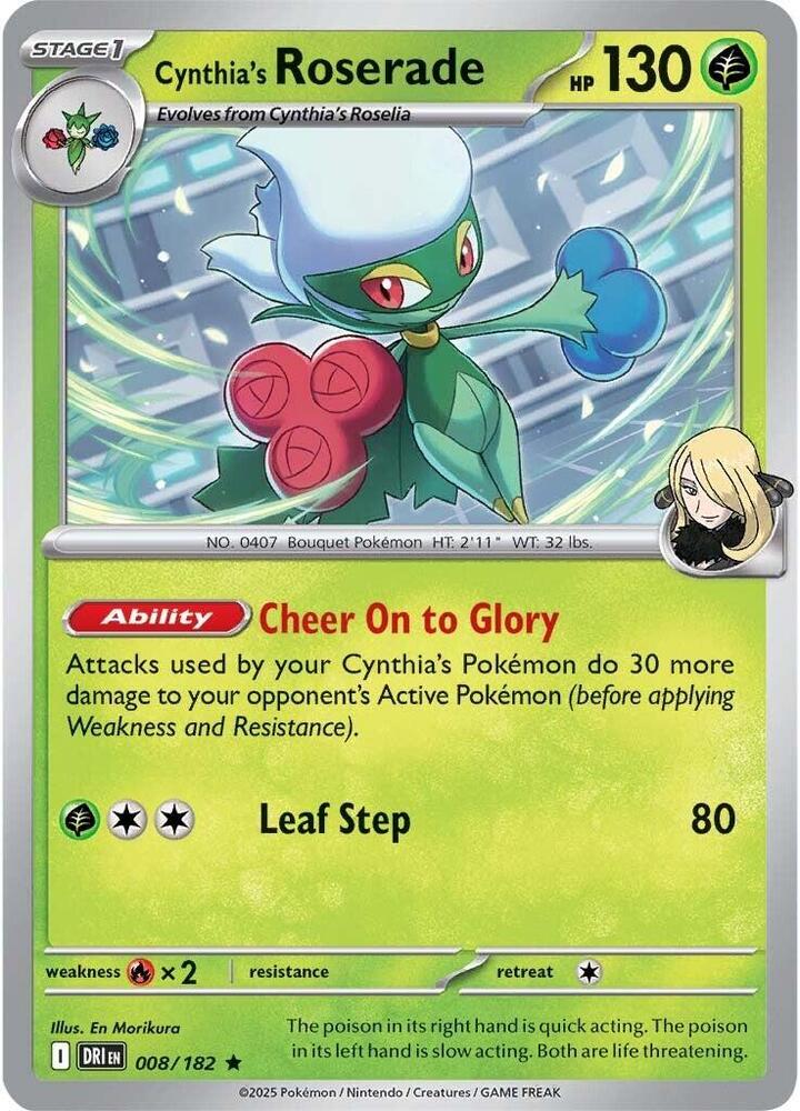 Pokemon - Destined Rivals - Cynthia's Roserade - 008/182 - Reverse Holofoil