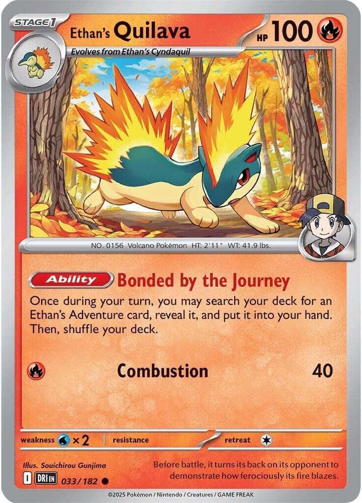 Pokemon - Destined Rivals - Ethan's Quilava - 033/182 - Reverse Holofoil