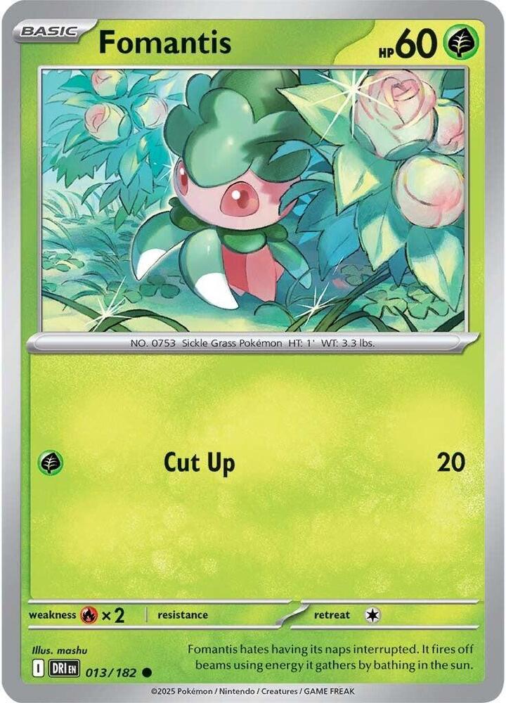 Pokemon - Destined Rivals - Fomantis - 013/182 - Reverse Holofoil