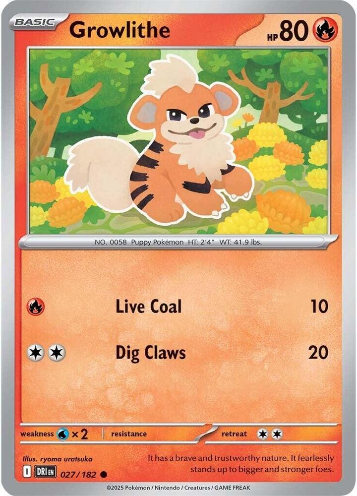 Pokemon - Destined Rivals - Growlithe - 027/182 - Reverse Holofoil