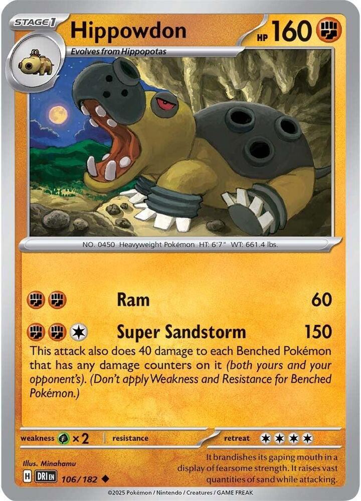 Pokemon - Destined Rivals - Hippowdon - 106/182 - Reverse Holofoil