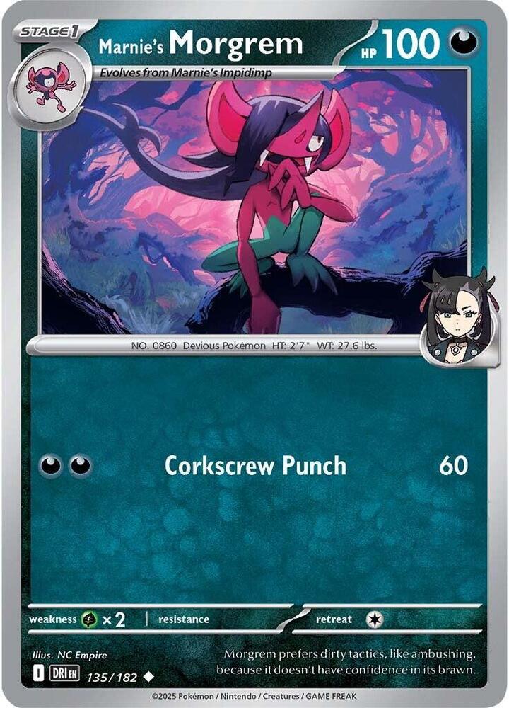 Pokemon - Destined Rivals - Marnie's Morgrem - 135/182 - Reverse Holofoil
